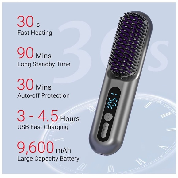 CORDLESS HAIR STRAIGHTENING / SOFT CURL BRUSH - NWT - Picture 6 of 10